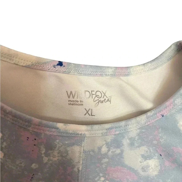 Wildfox Sweat Twisted Long Crop Top Marble Blue Pastel Pink Blue Womens Size XL - Picture 6 of 11